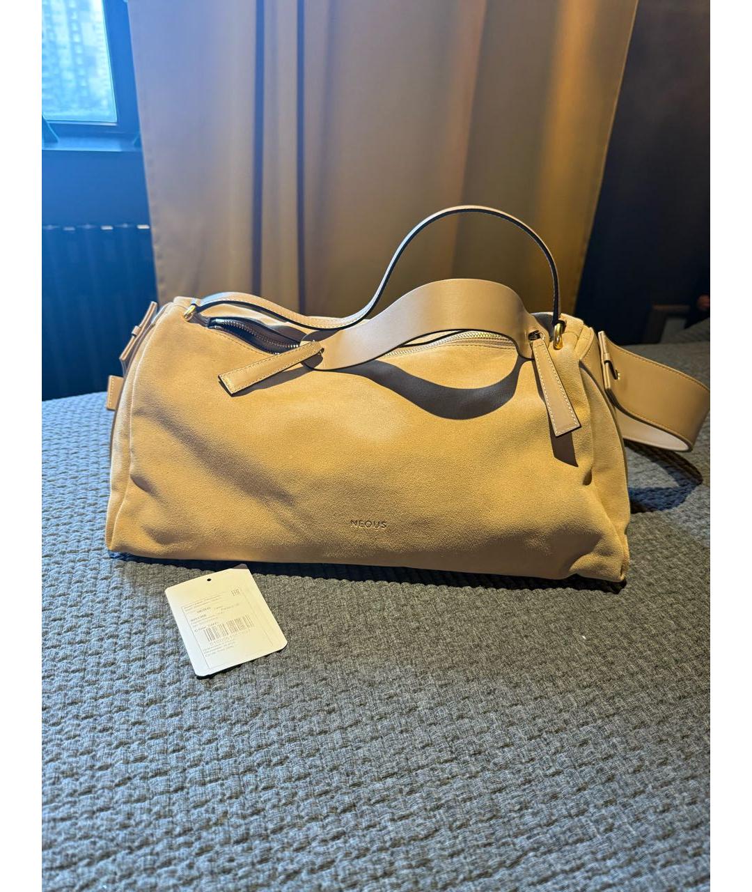 NEOUS Бежевая замшевая сумка с короткими ручками, фото 3