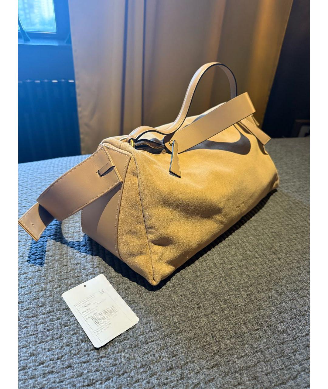 NEOUS Бежевая замшевая сумка с короткими ручками, фото 2