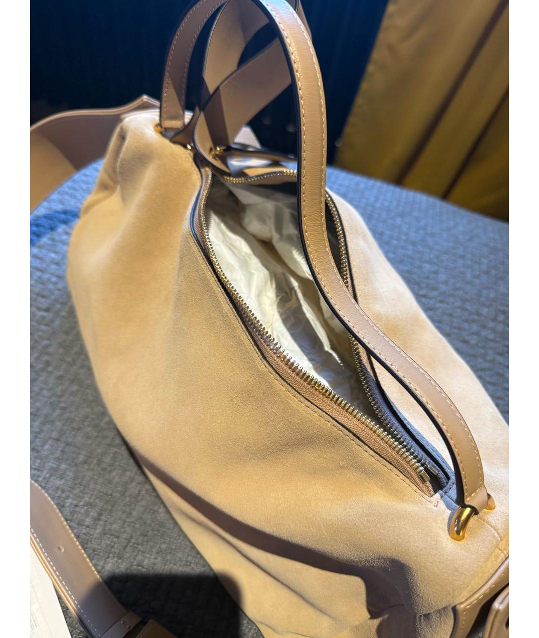 NEOUS Бежевая замшевая сумка с короткими ручками, фото 4