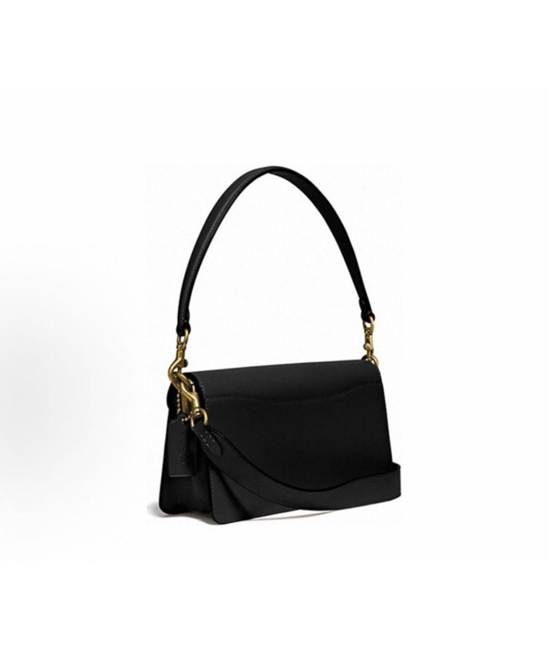 COACH Черная кожаная сумка с короткими ручками, фото 2