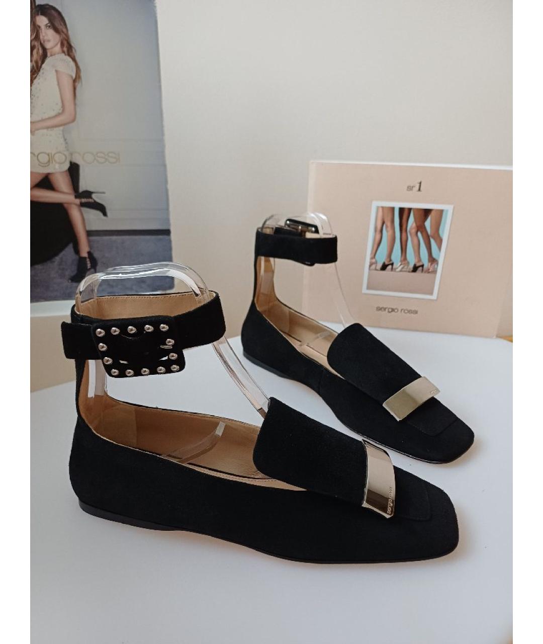 SERGIO ROSSI Черные замшевые туфли, фото 2