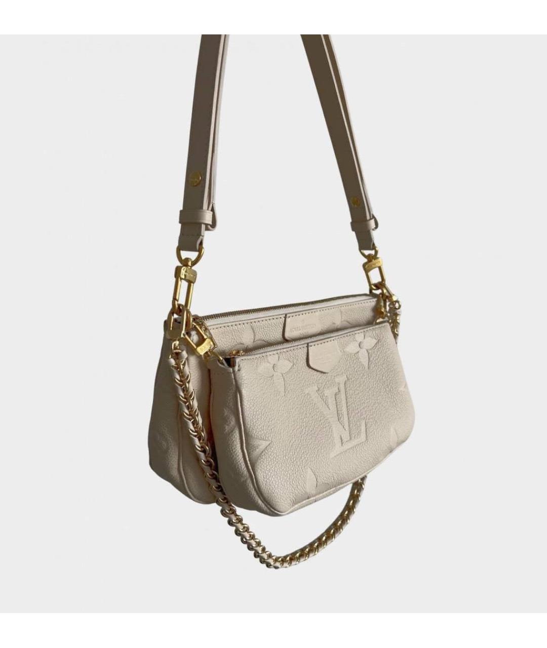 LOUIS VUITTON Бежевая кожаная сумка с короткими ручками, фото 3