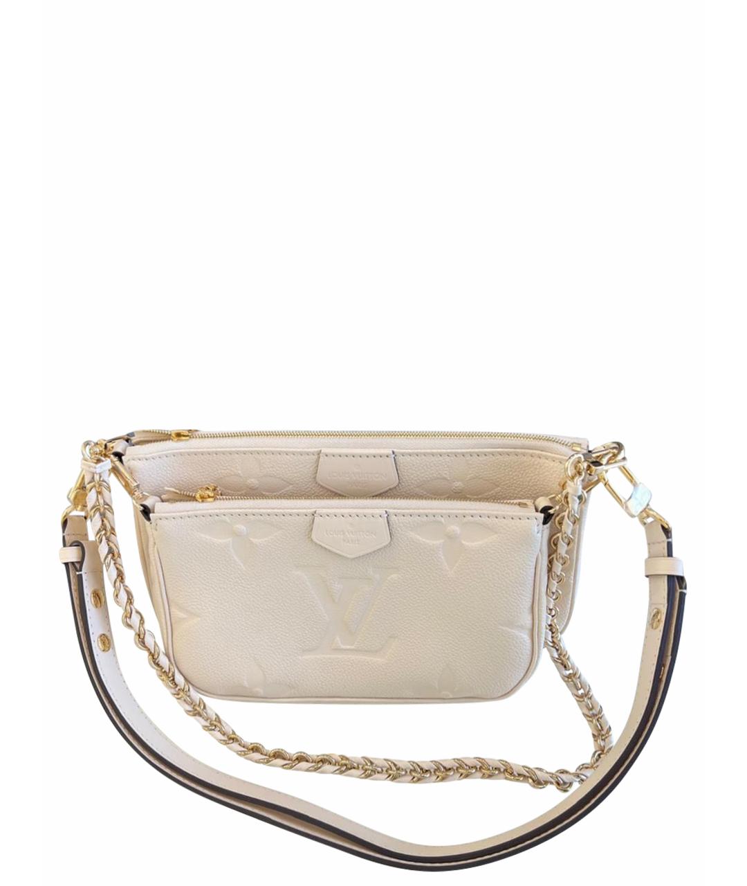 LOUIS VUITTON Бежевая кожаная сумка с короткими ручками, фото 1