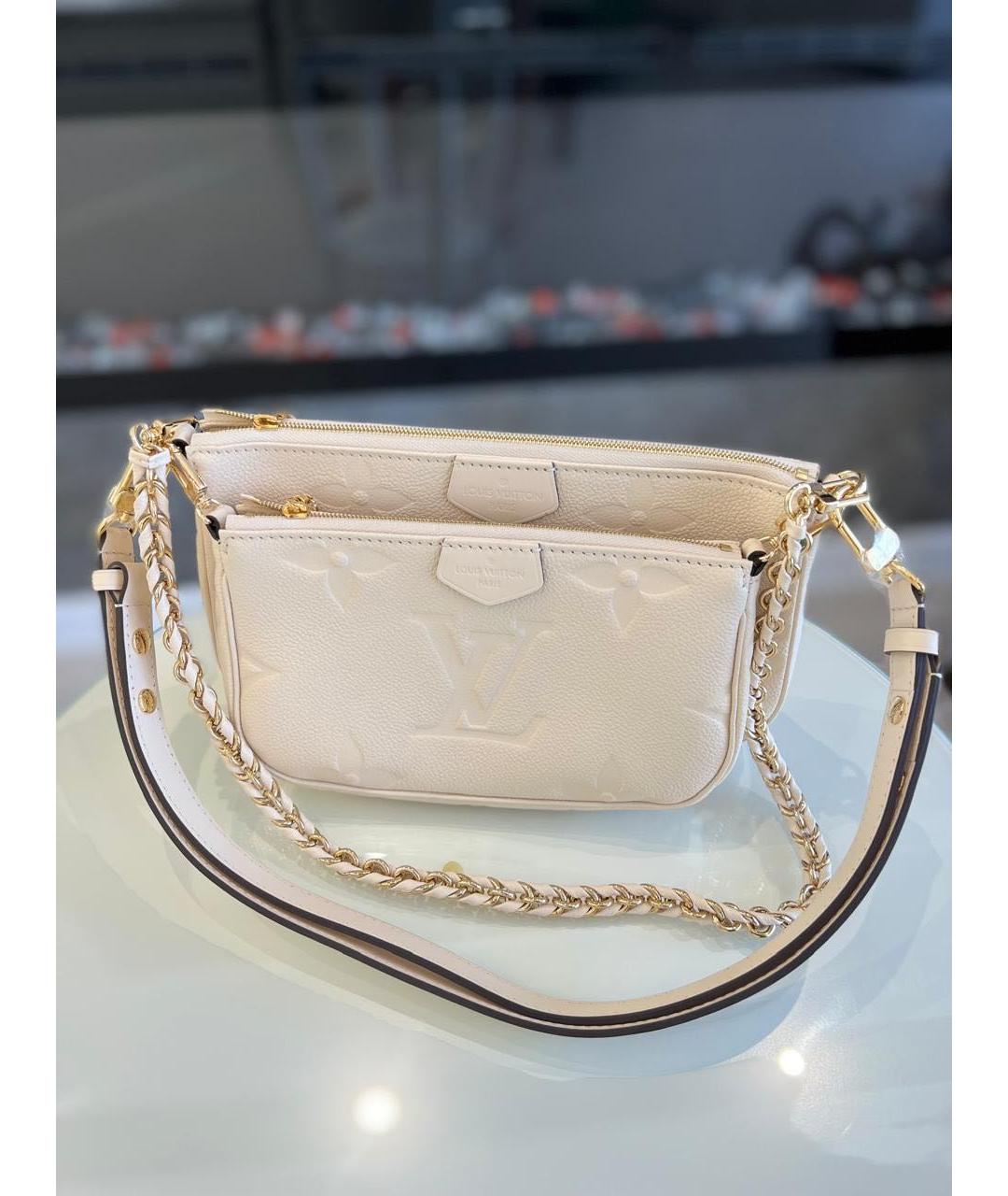 LOUIS VUITTON Бежевая кожаная сумка с короткими ручками, фото 5