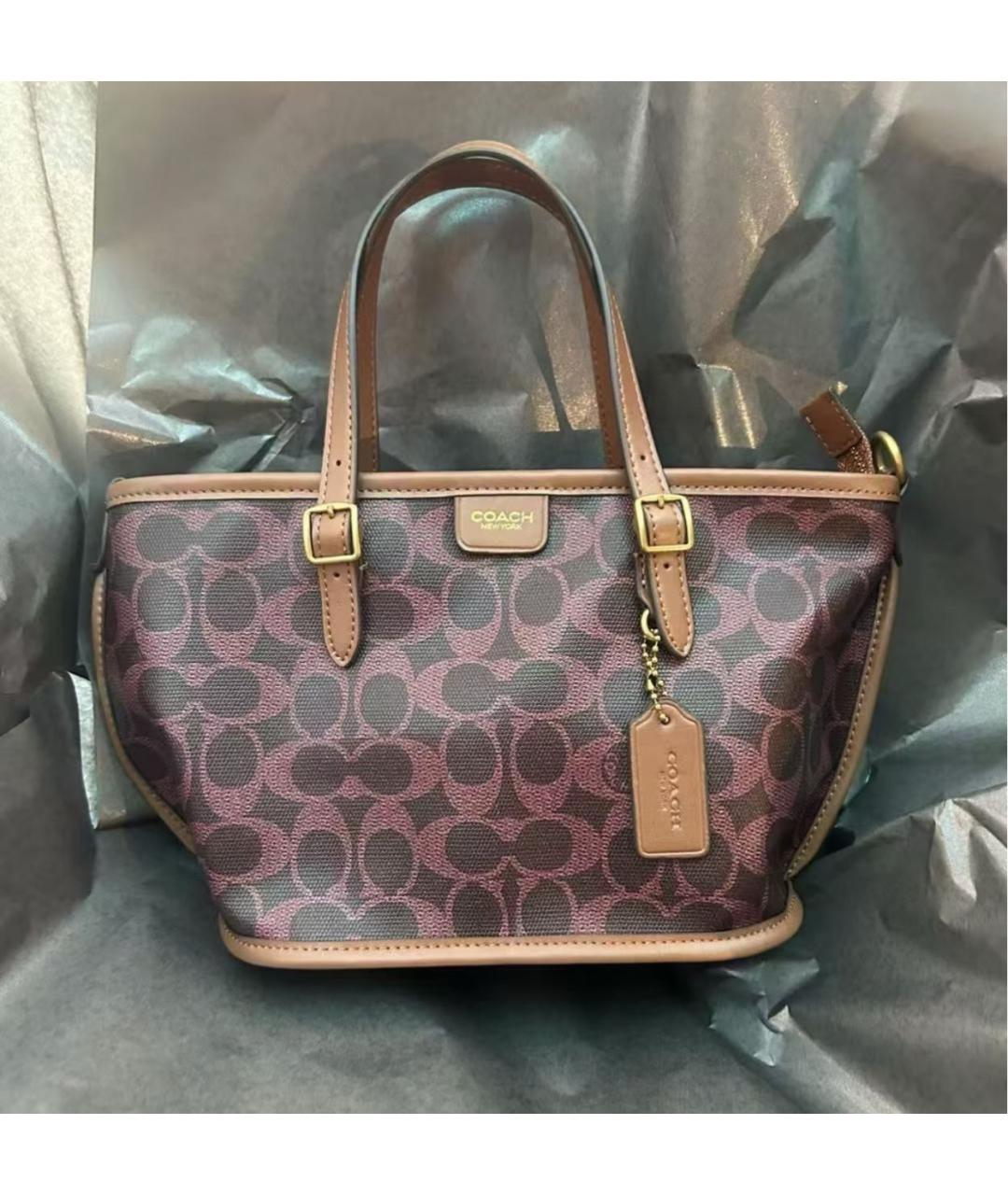 COACH Бордовая сумка тоут, фото 6