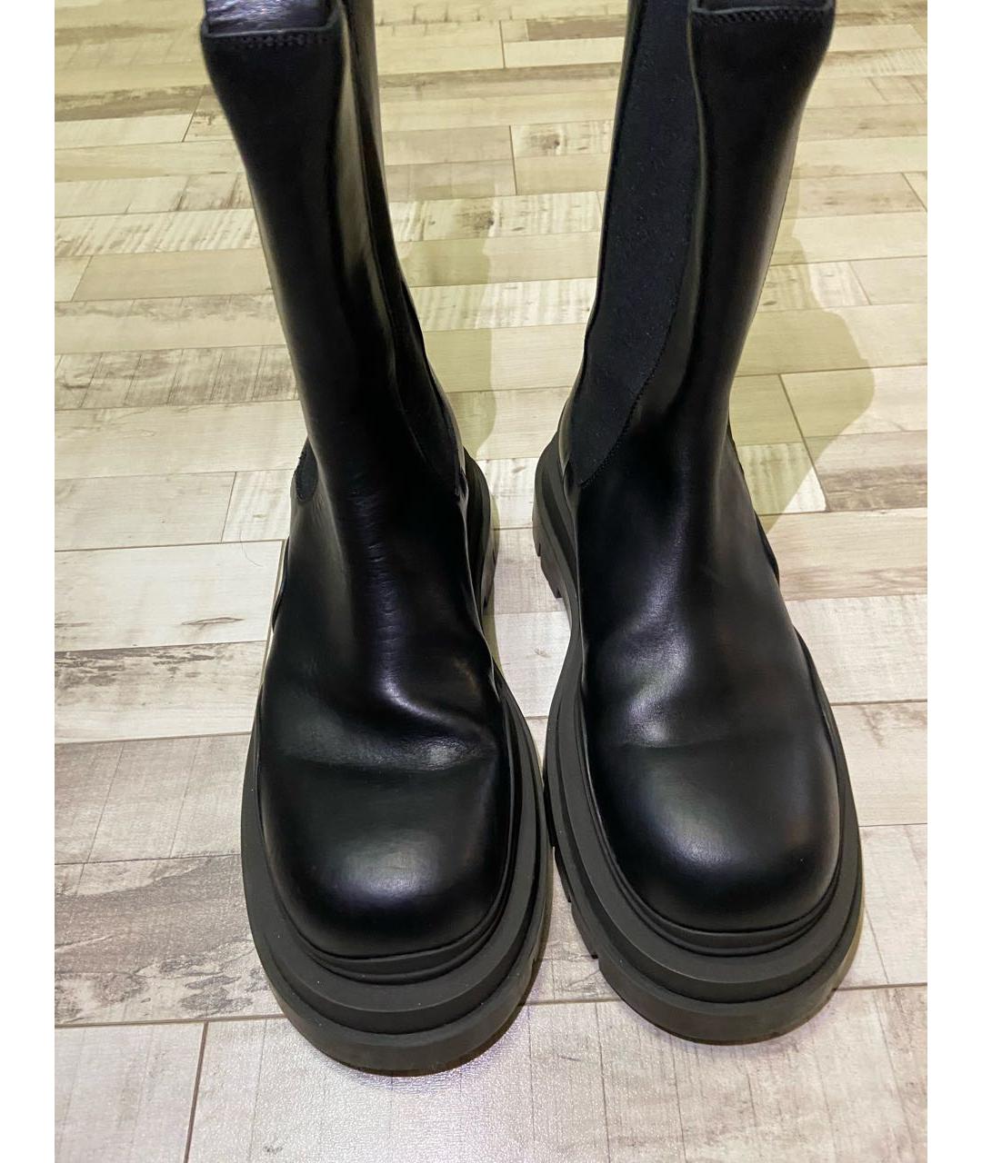 BOTTEGA VENETA Черные кожаные высокие ботинки, фото 2