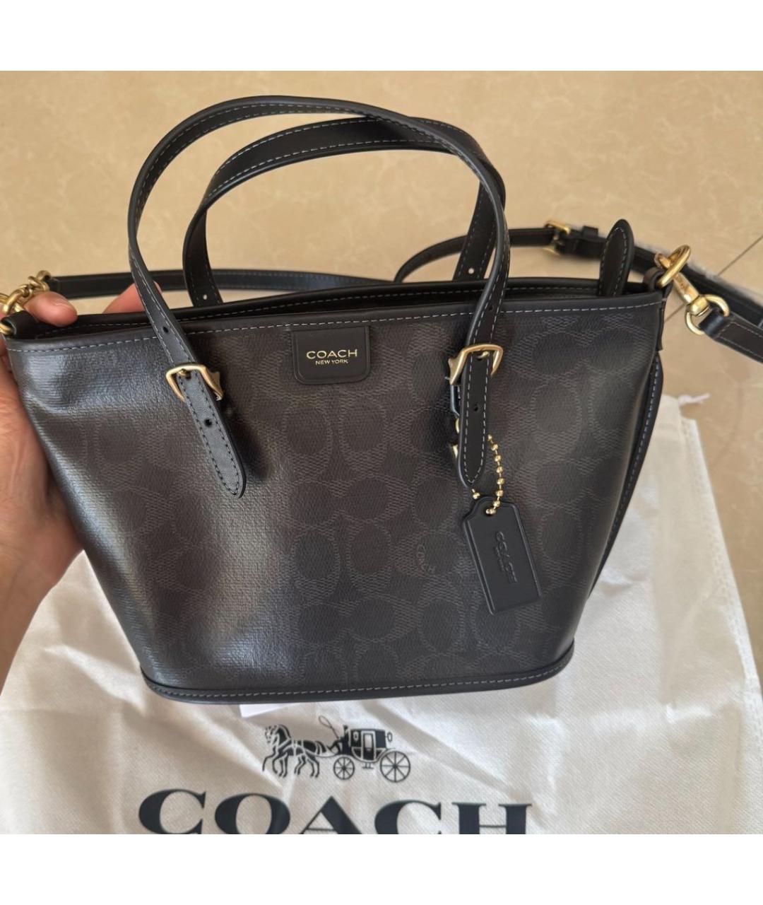 COACH Черная сумка тоут, фото 7