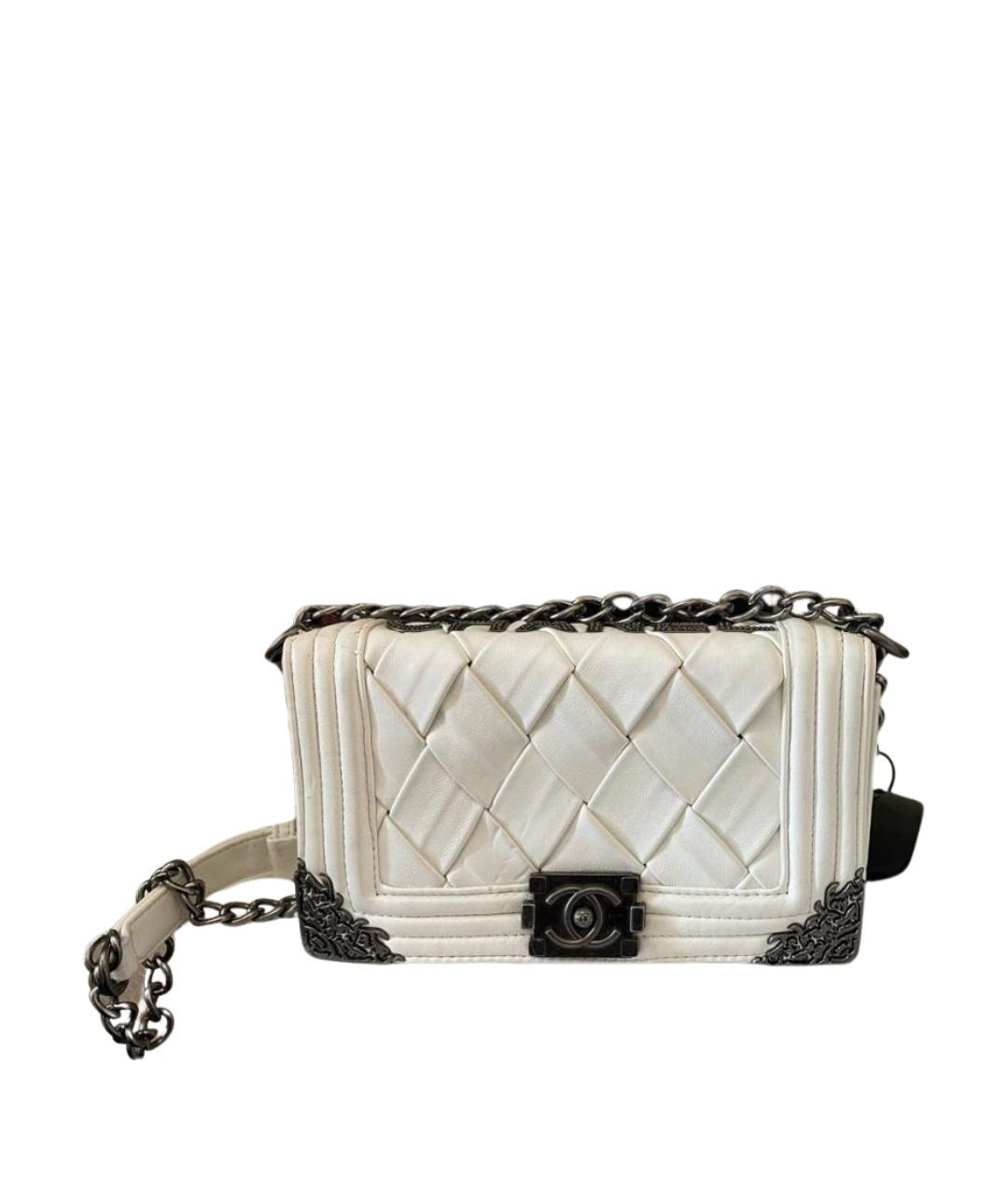 CHANEL Белая кожаная сумка через плечо, фото 1