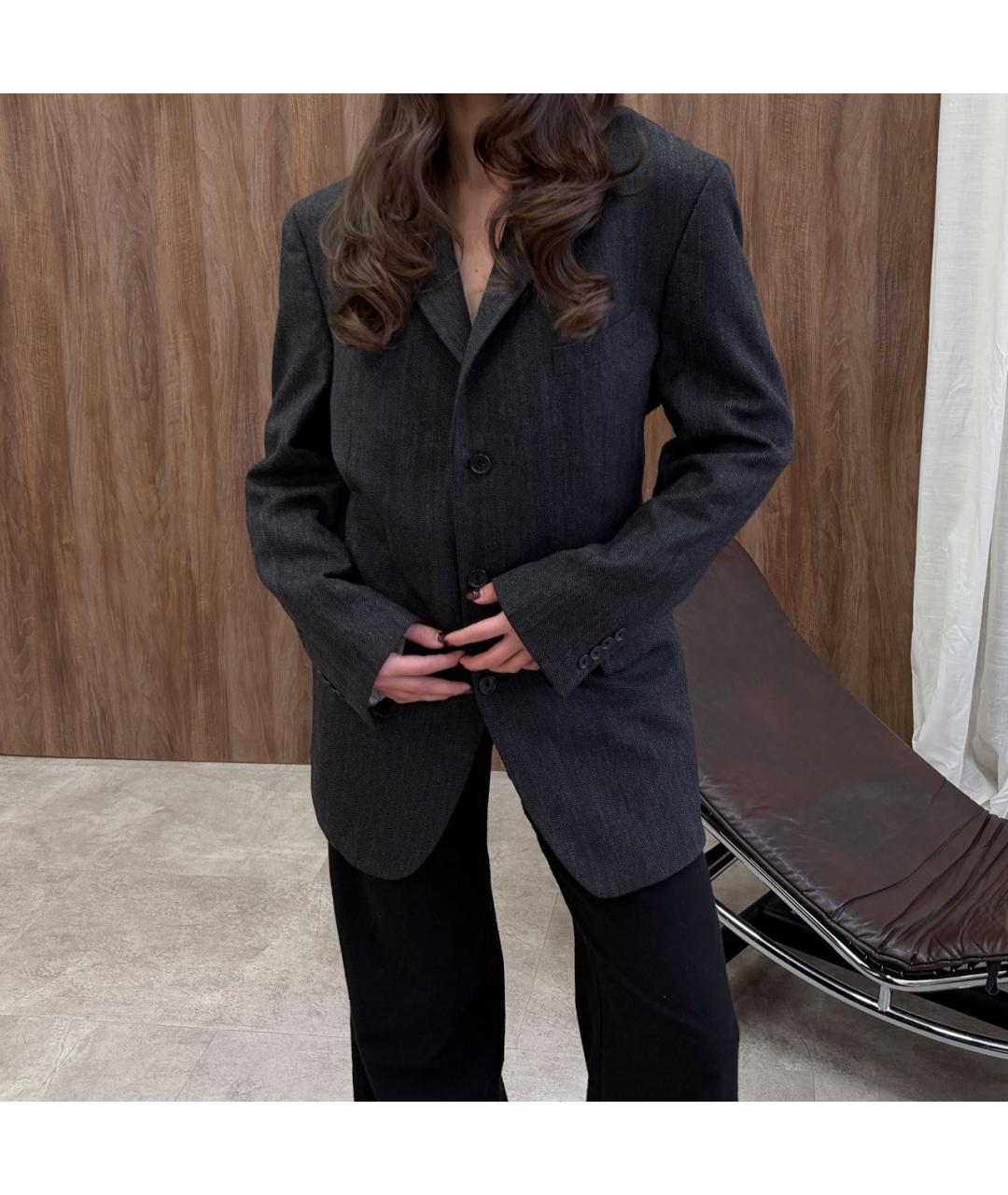 CALVIN KLEIN Серый шерстяной жакет/пиджак, фото 7