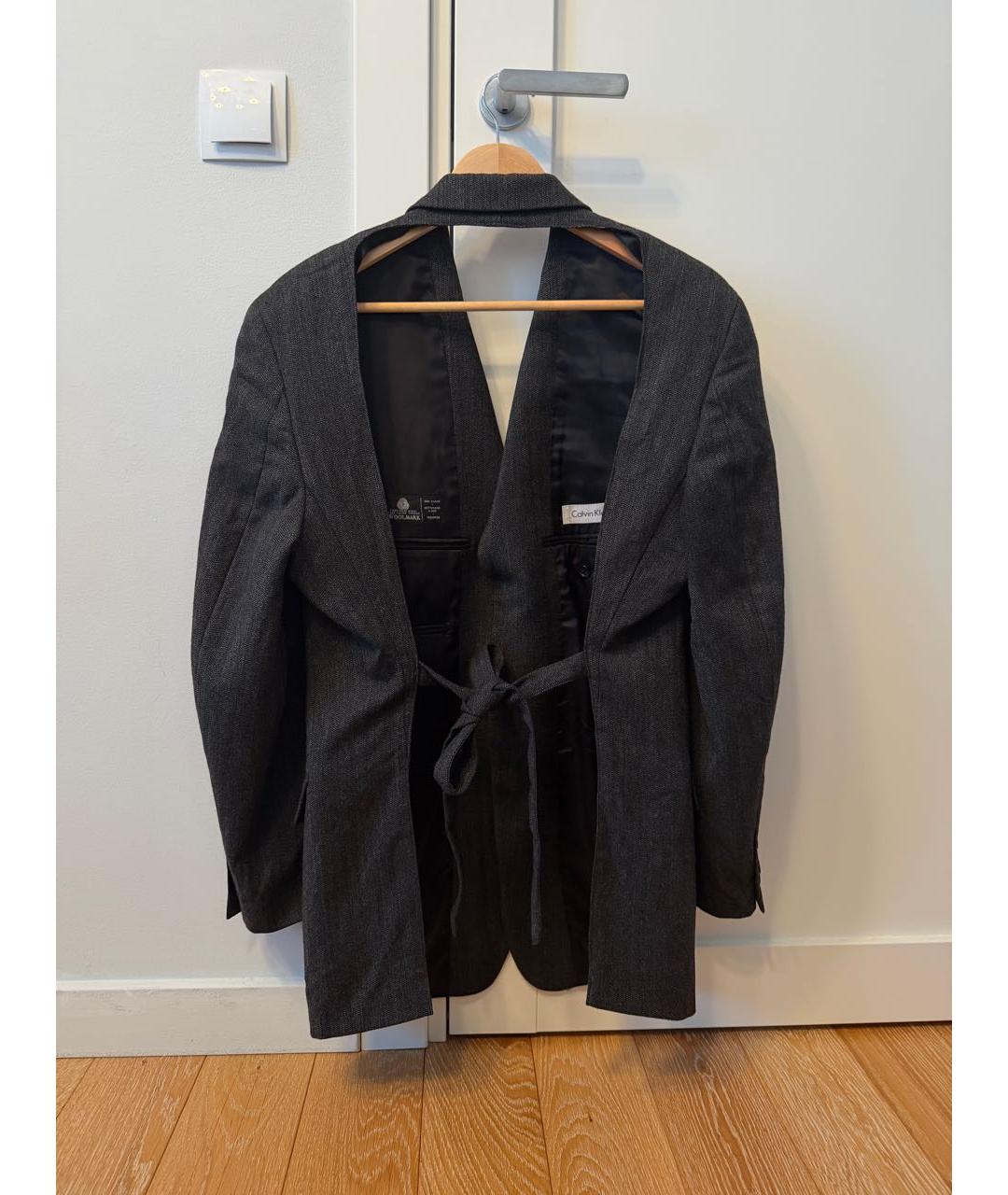 CALVIN KLEIN Серый шерстяной жакет/пиджак, фото 2