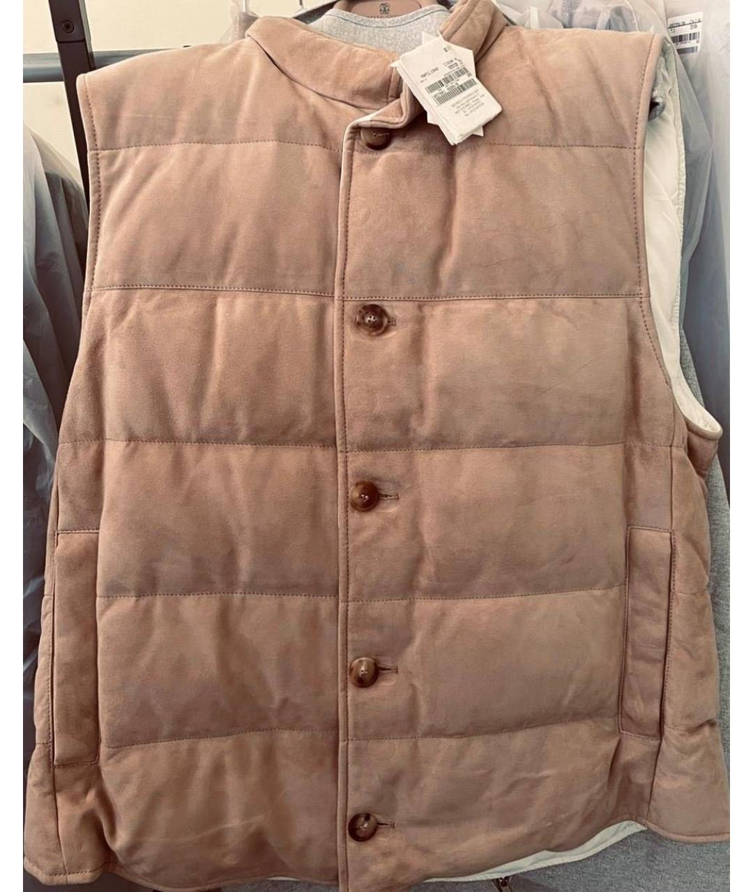 BRUNELLO CUCINELLI Бежевый замшевый жилет, фото 4