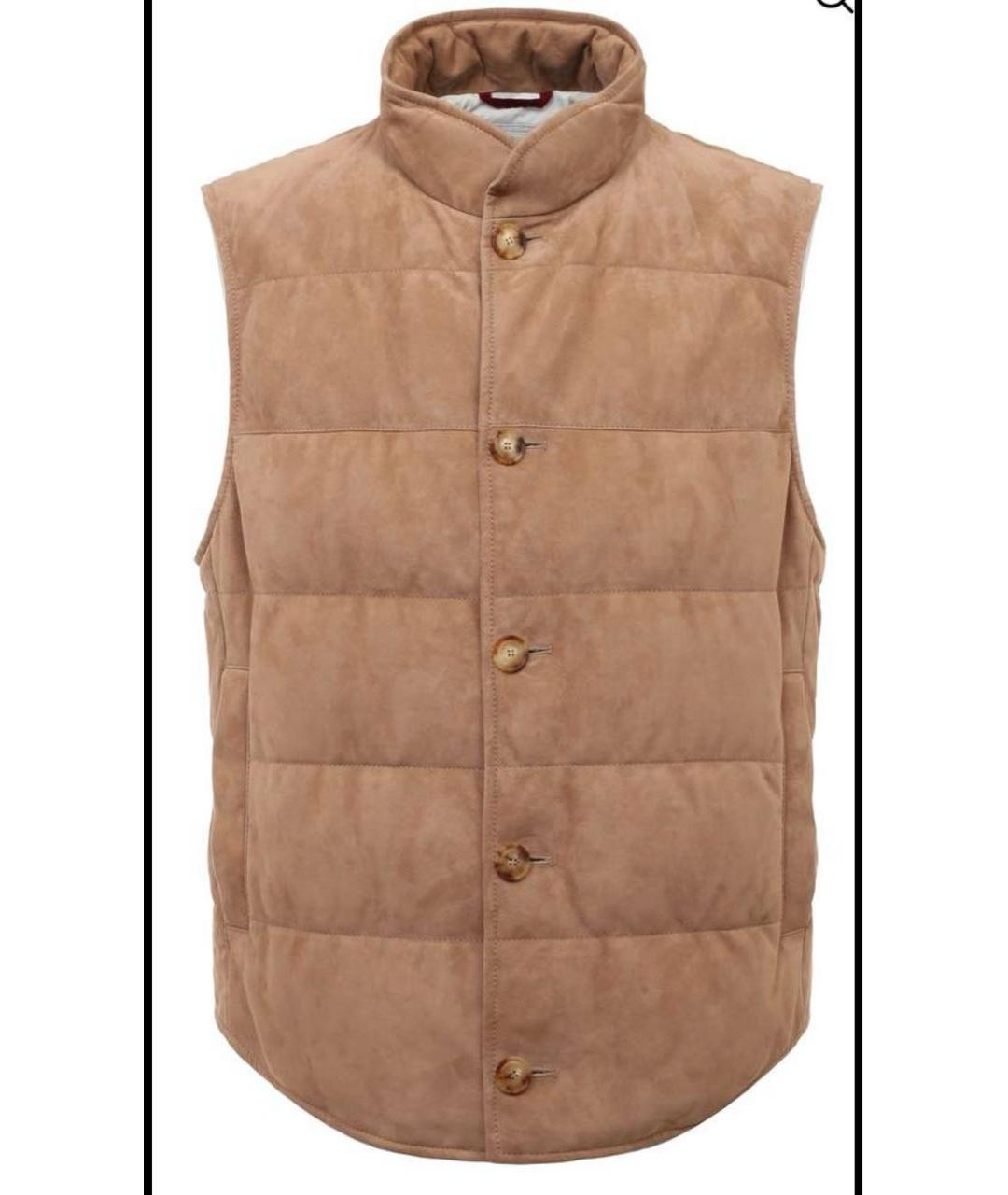 BRUNELLO CUCINELLI Бежевый замшевый жилет, фото 6