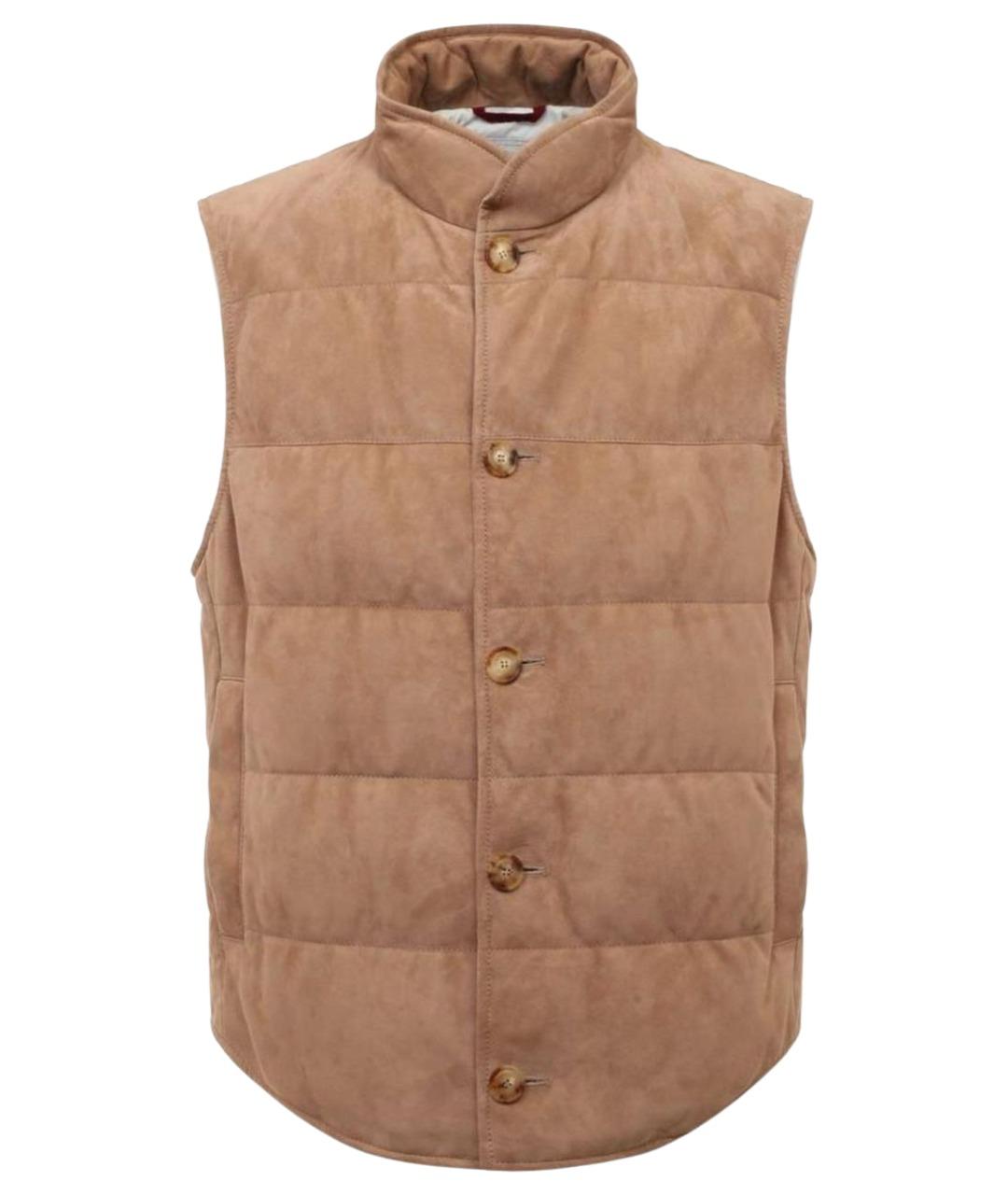 BRUNELLO CUCINELLI Бежевый замшевый жилет, фото 1