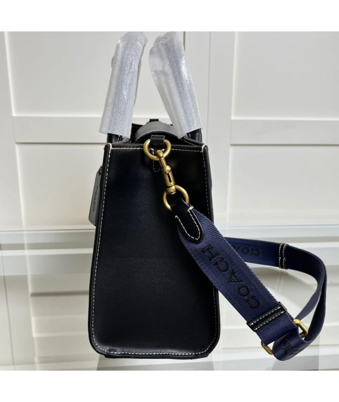 COACH Черная кожаная сумка тоут, фото 7