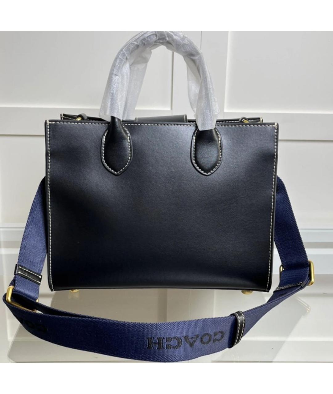 COACH Черная кожаная сумка тоут, фото 8