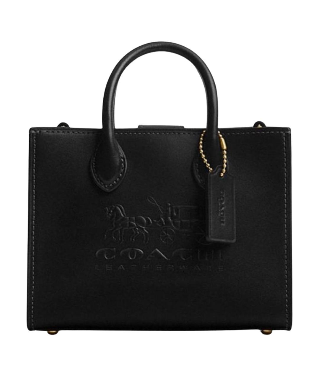 COACH Черная кожаная сумка тоут, фото 1