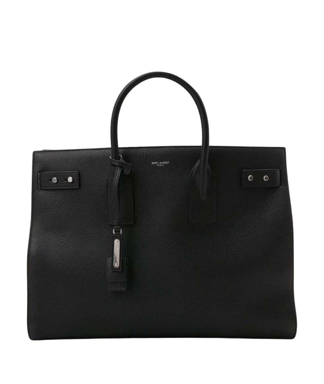 SAINT LAURENT Черная кожаная сумка тоут, фото 1