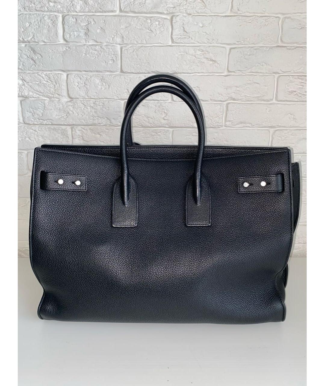 SAINT LAURENT Черная кожаная сумка тоут, фото 3