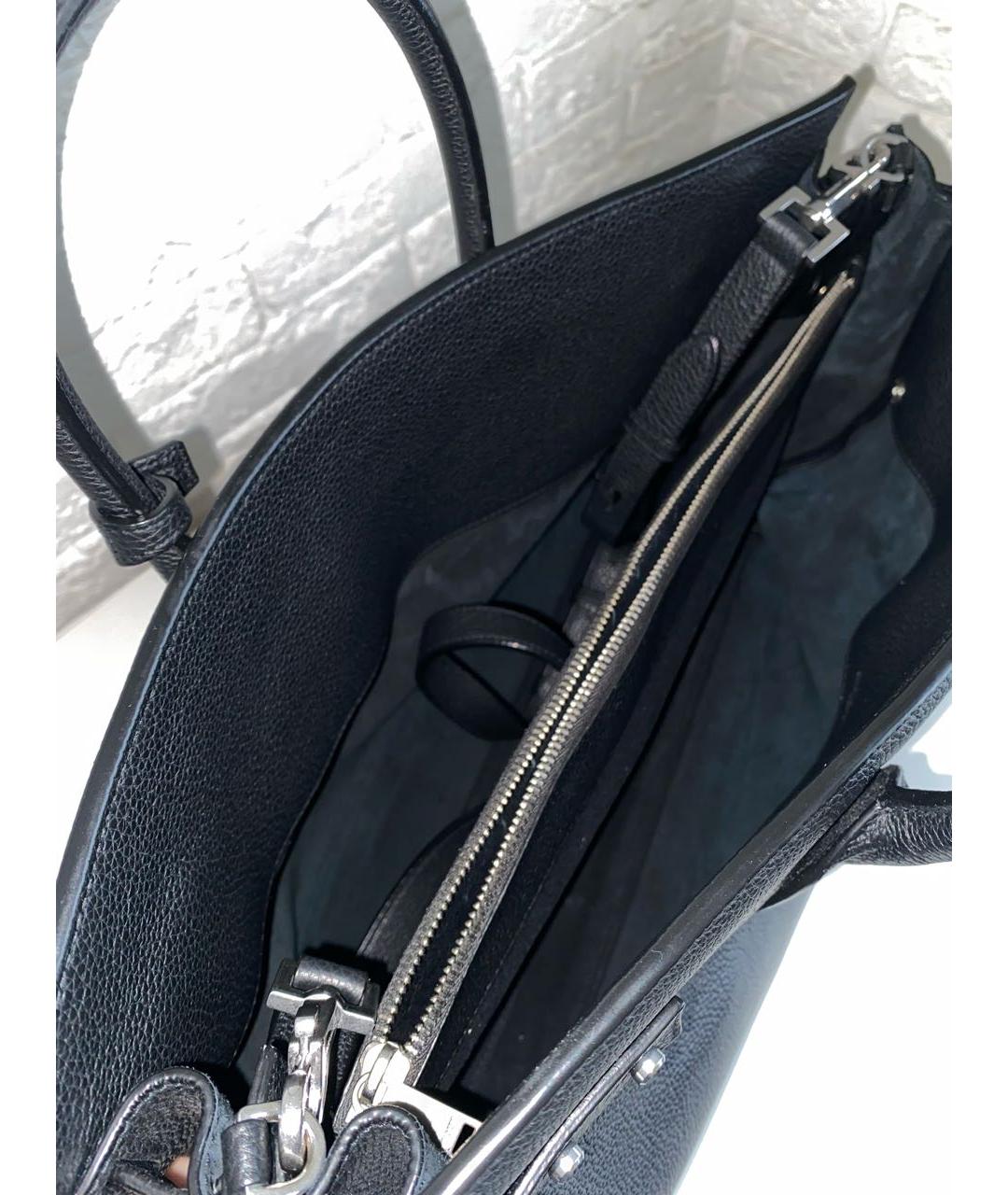 SAINT LAURENT Черная кожаная сумка тоут, фото 4