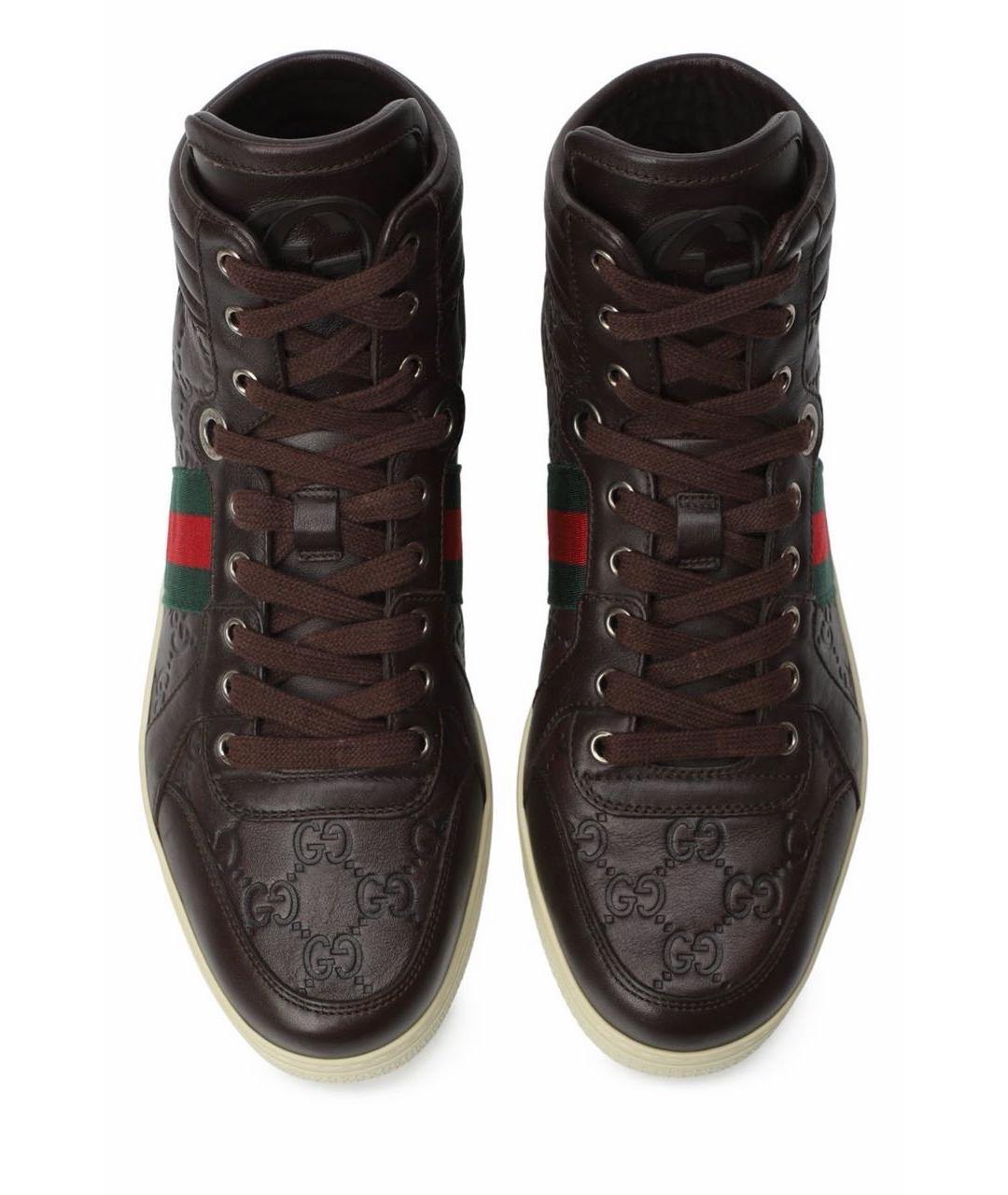 GUCCI Коричневые кожаные кеды, фото 5