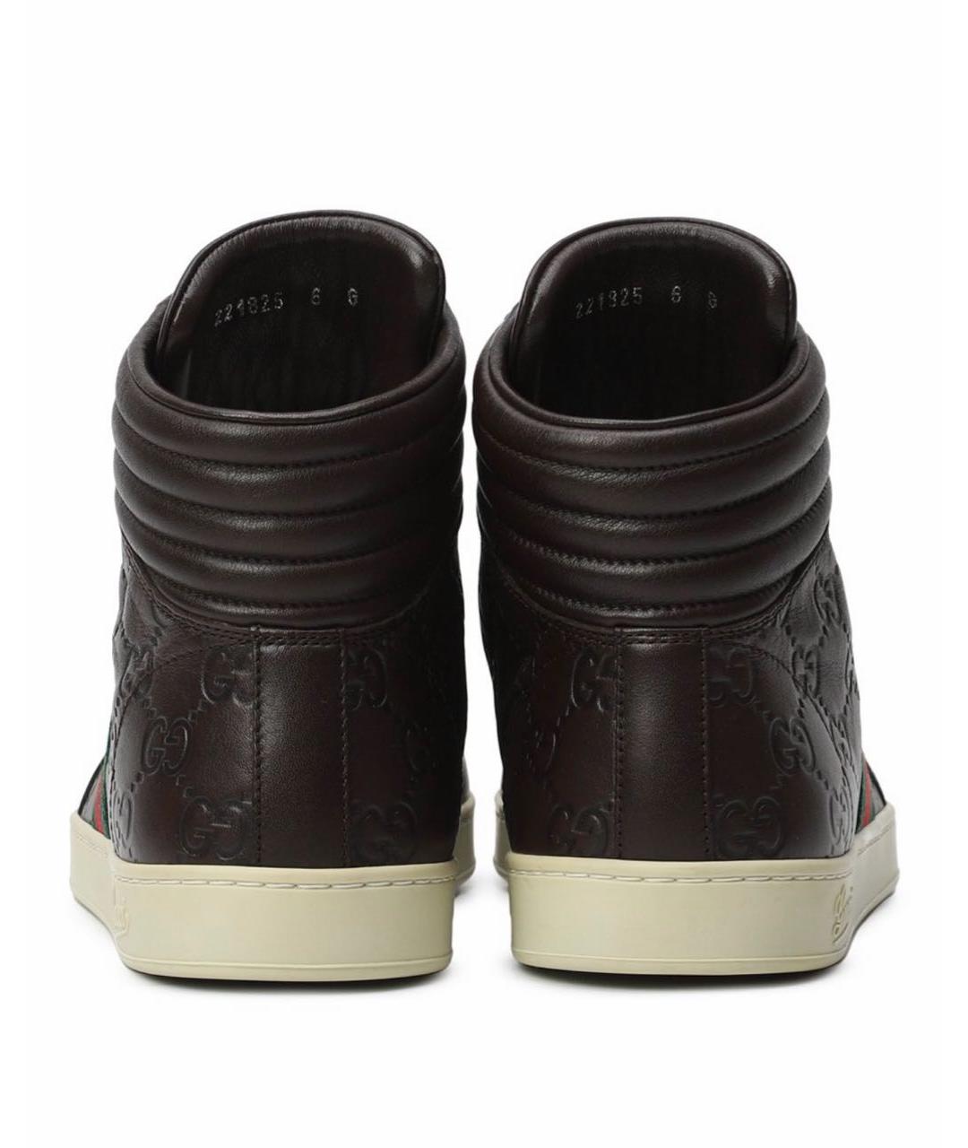 GUCCI Коричневые кожаные кеды, фото 4