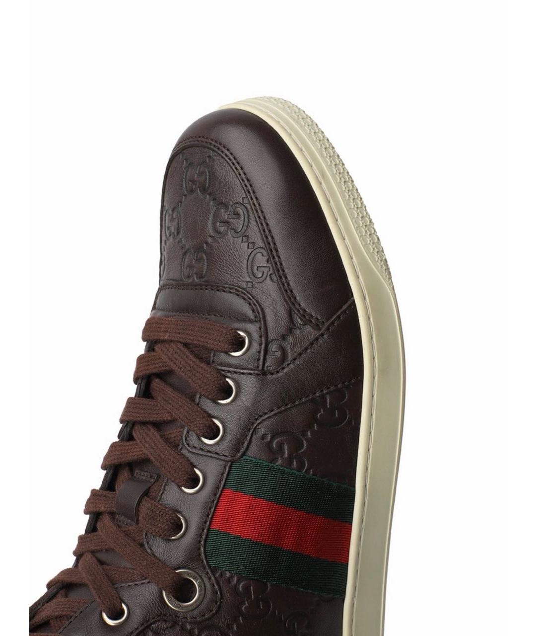 GUCCI Коричневые кожаные кеды, фото 3