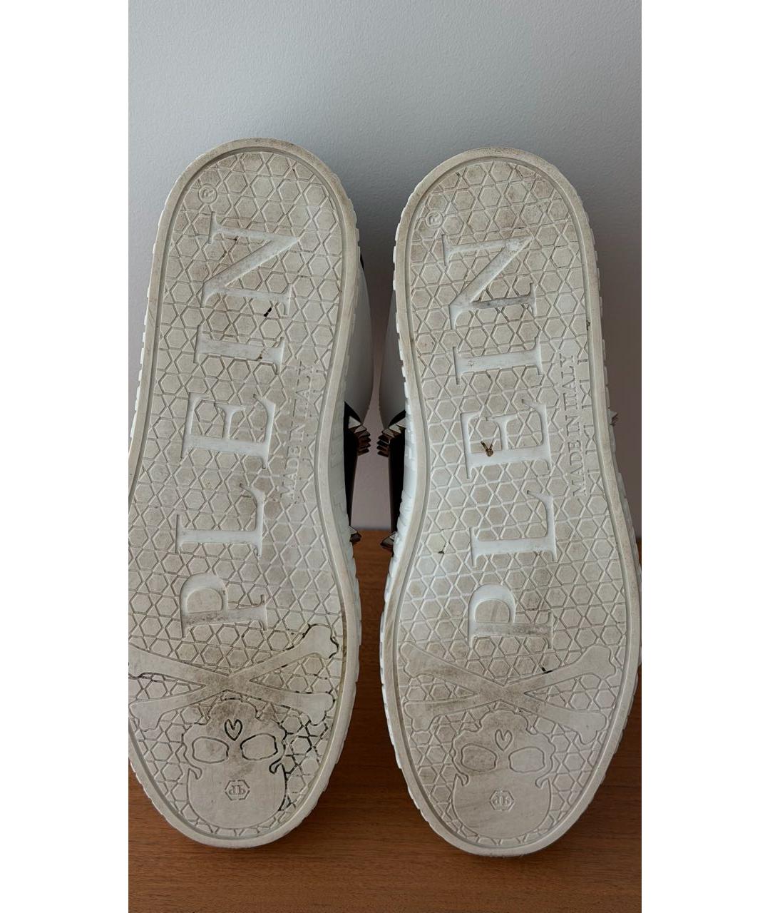 PHILIPP PLEIN Белые кожаные низкие кроссовки / кеды, фото 6