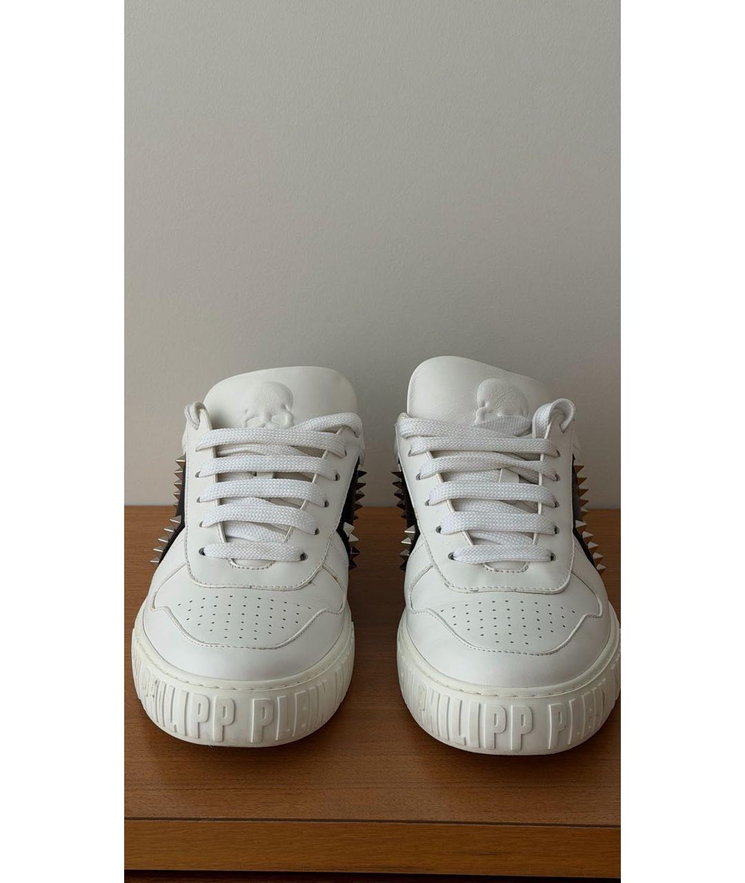 PHILIPP PLEIN Белые кожаные низкие кроссовки / кеды, фото 5