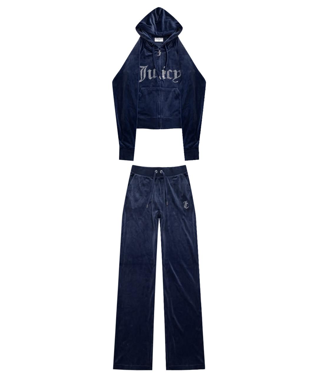 JUICY COUTURE Темно-синий велюровый спортивные костюмы, фото 1