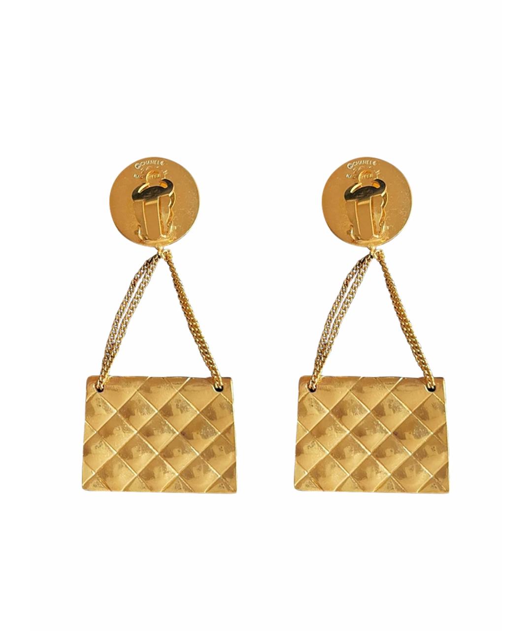 CHANEL Золотые металлические серьги, фото 1