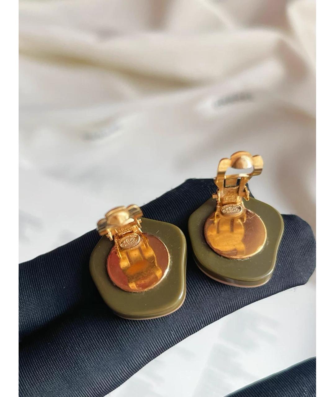 CHANEL Зеленые пластиковые серьги, фото 2