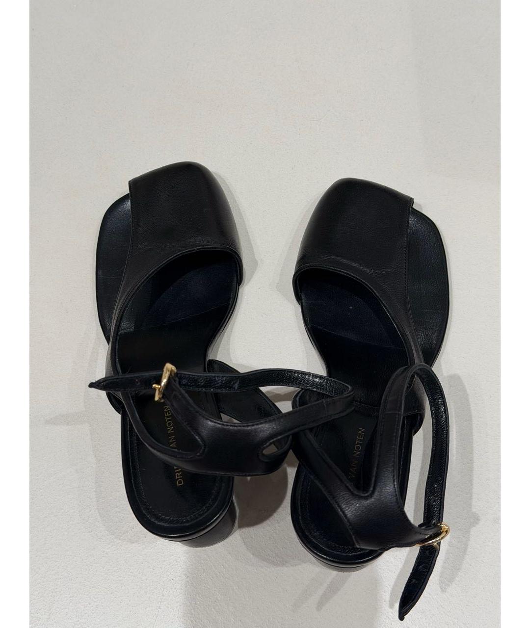 DRIES VAN NOTEN Черные кожаные босоножки, фото 3