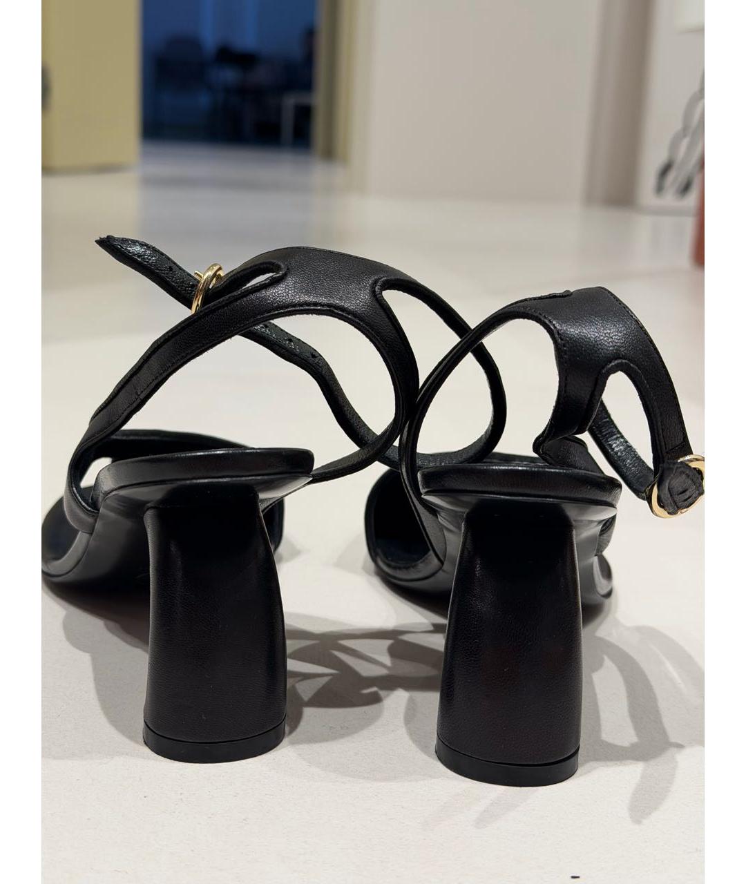 DRIES VAN NOTEN Черные кожаные босоножки, фото 4