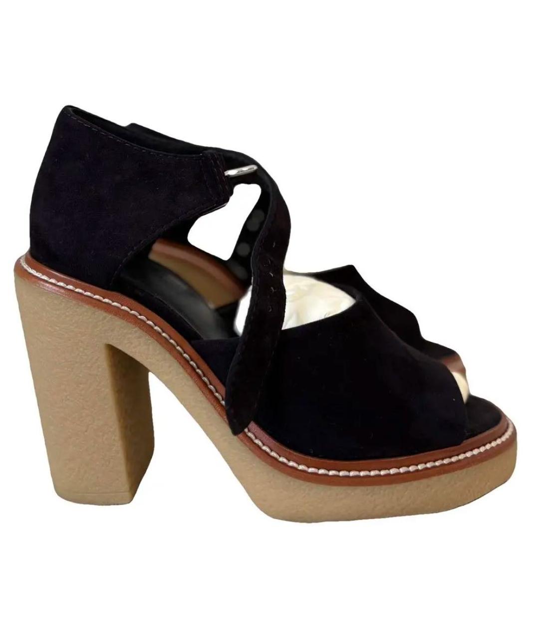 HERMES Черные замшевые босоножки, фото 9