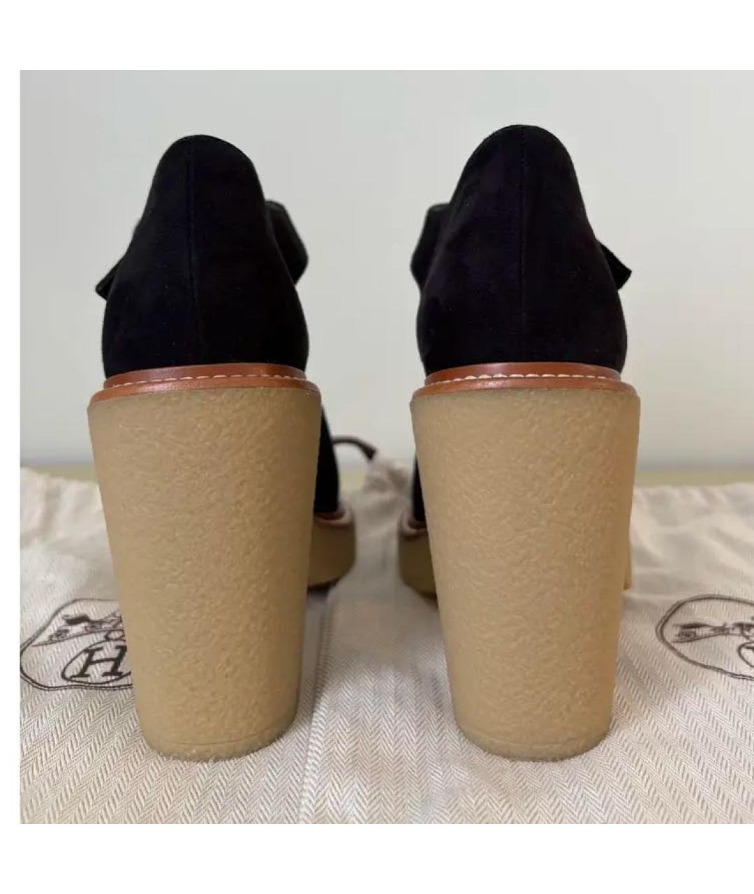 HERMES Черные замшевые босоножки, фото 7