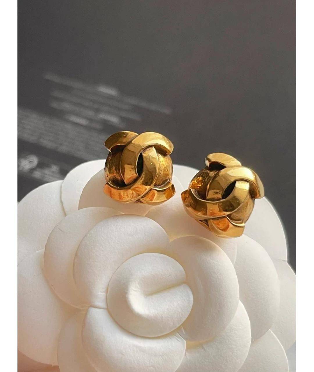 CHANEL Золотые металлические серьги, фото 6