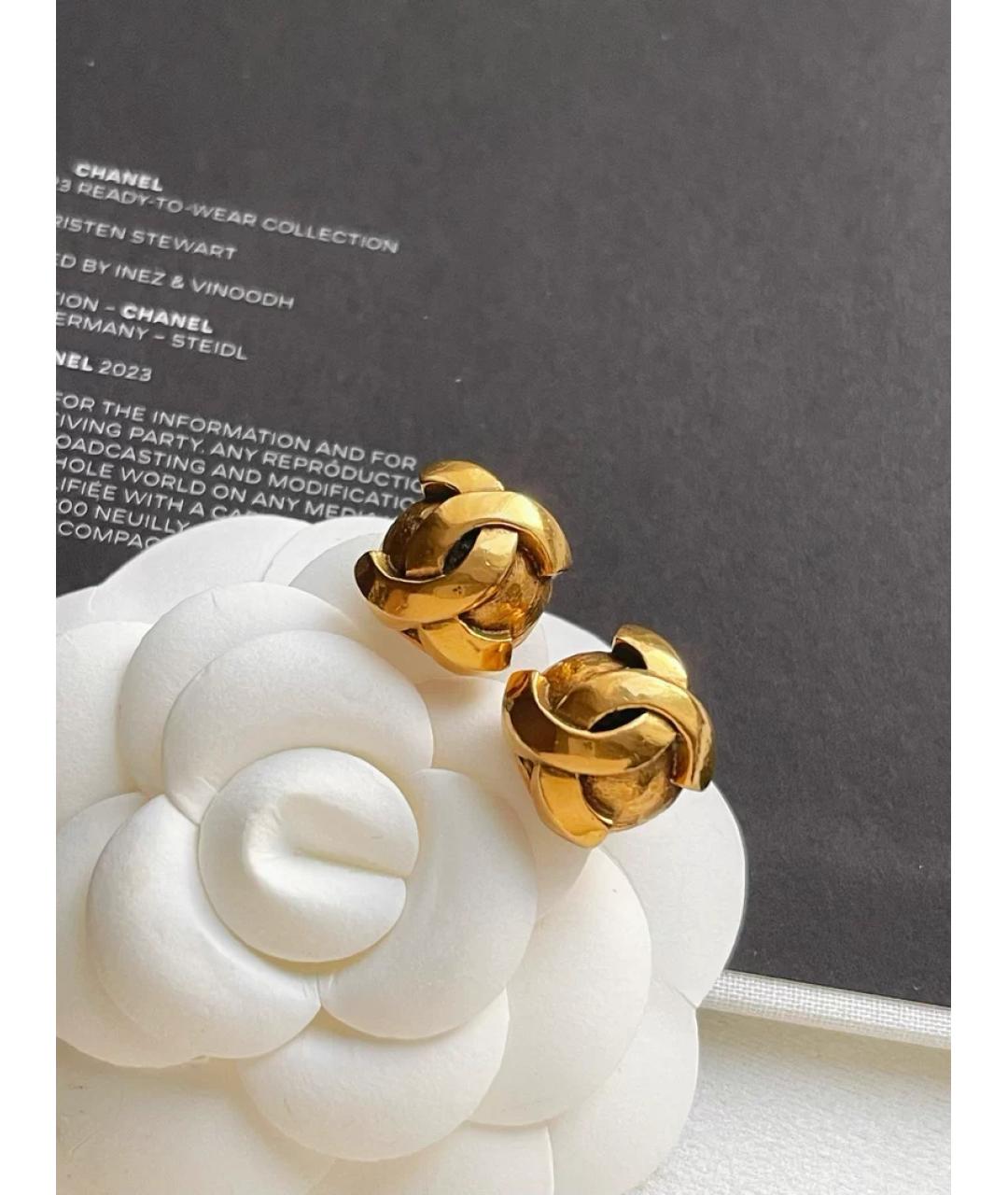 CHANEL Золотые металлические серьги, фото 4