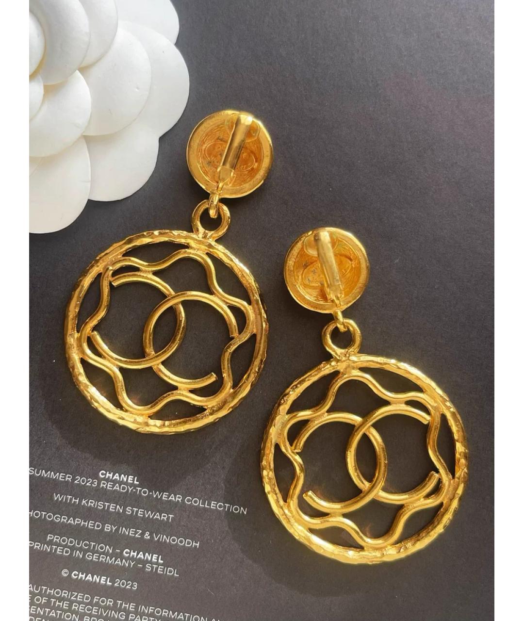 CHANEL Золотые металлические серьги, фото 2