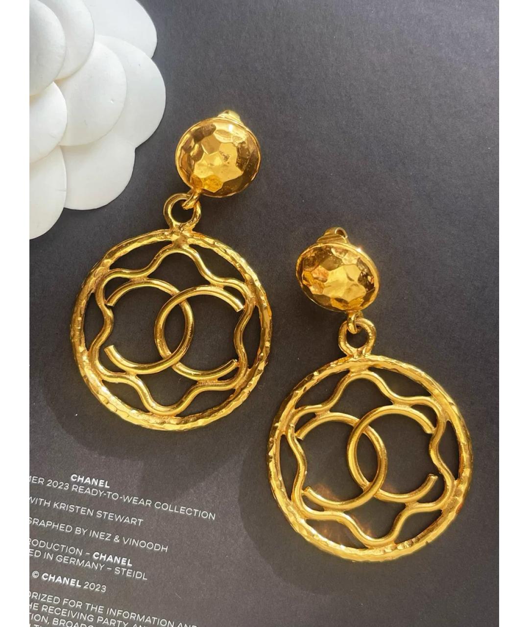 CHANEL Золотые металлические серьги, фото 5