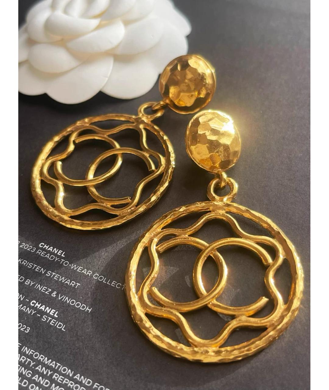 CHANEL Золотые металлические серьги, фото 4