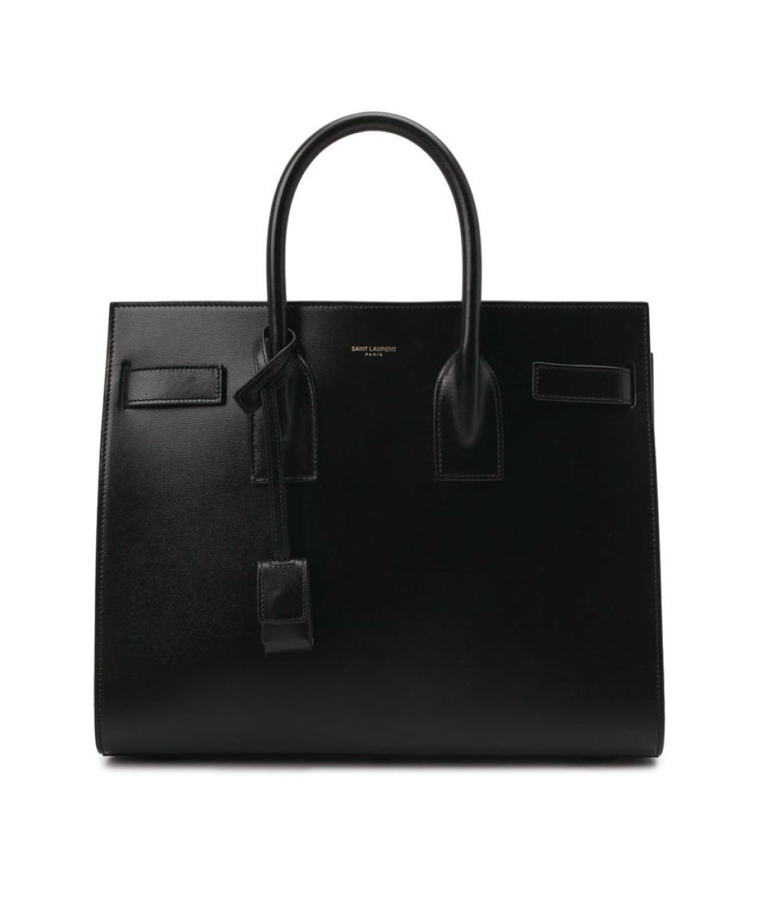 SAINT LAURENT Черная кожаная сумка с короткими ручками, фото 8