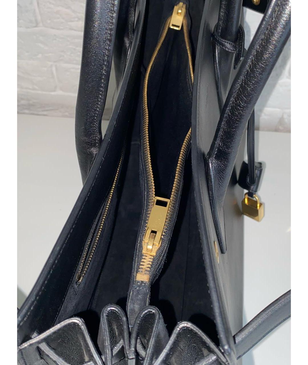 SAINT LAURENT Черная кожаная сумка с короткими ручками, фото 7