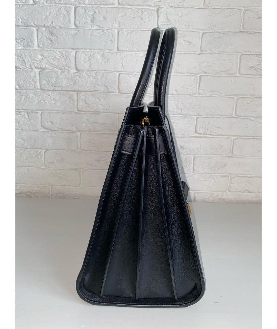 SAINT LAURENT Черная кожаная сумка с короткими ручками, фото 6
