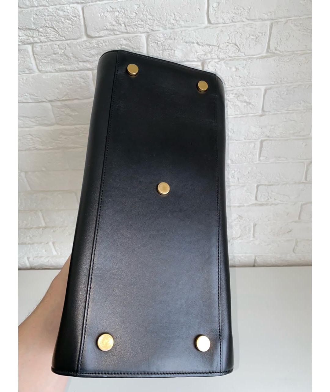 SAINT LAURENT Черная кожаная сумка с короткими ручками, фото 5