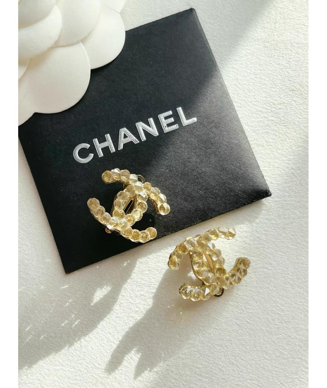CHANEL Золотые металлические серьги, фото 4