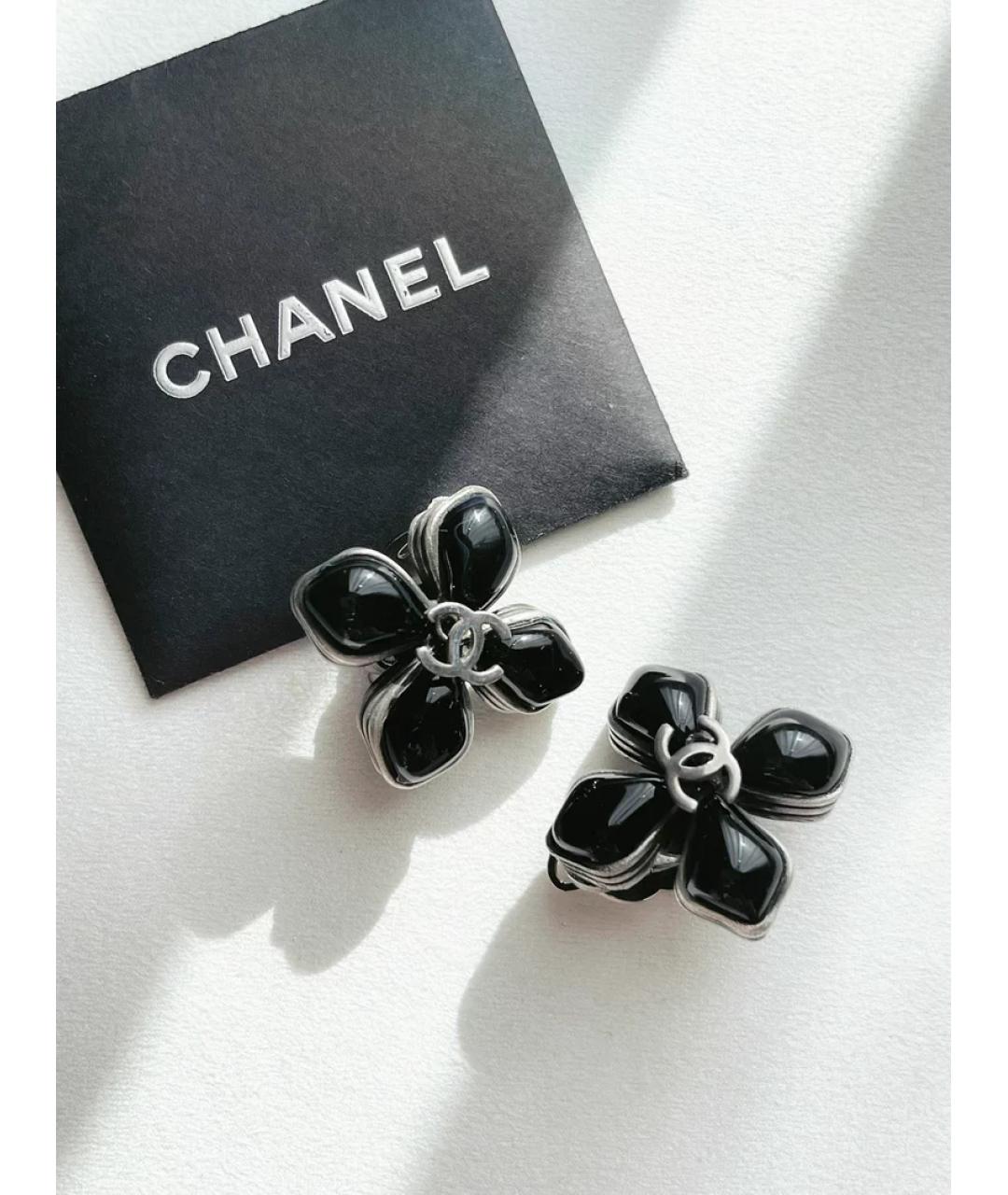 CHANEL Черные стеклянные серьги, фото 3