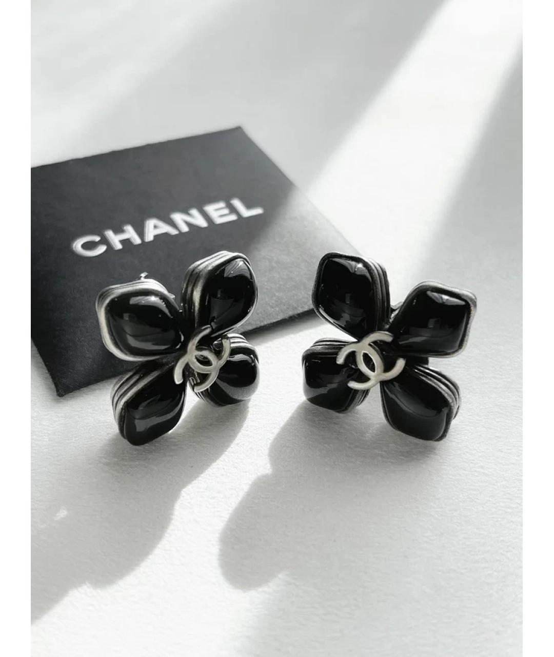 CHANEL Черные стеклянные серьги, фото 4