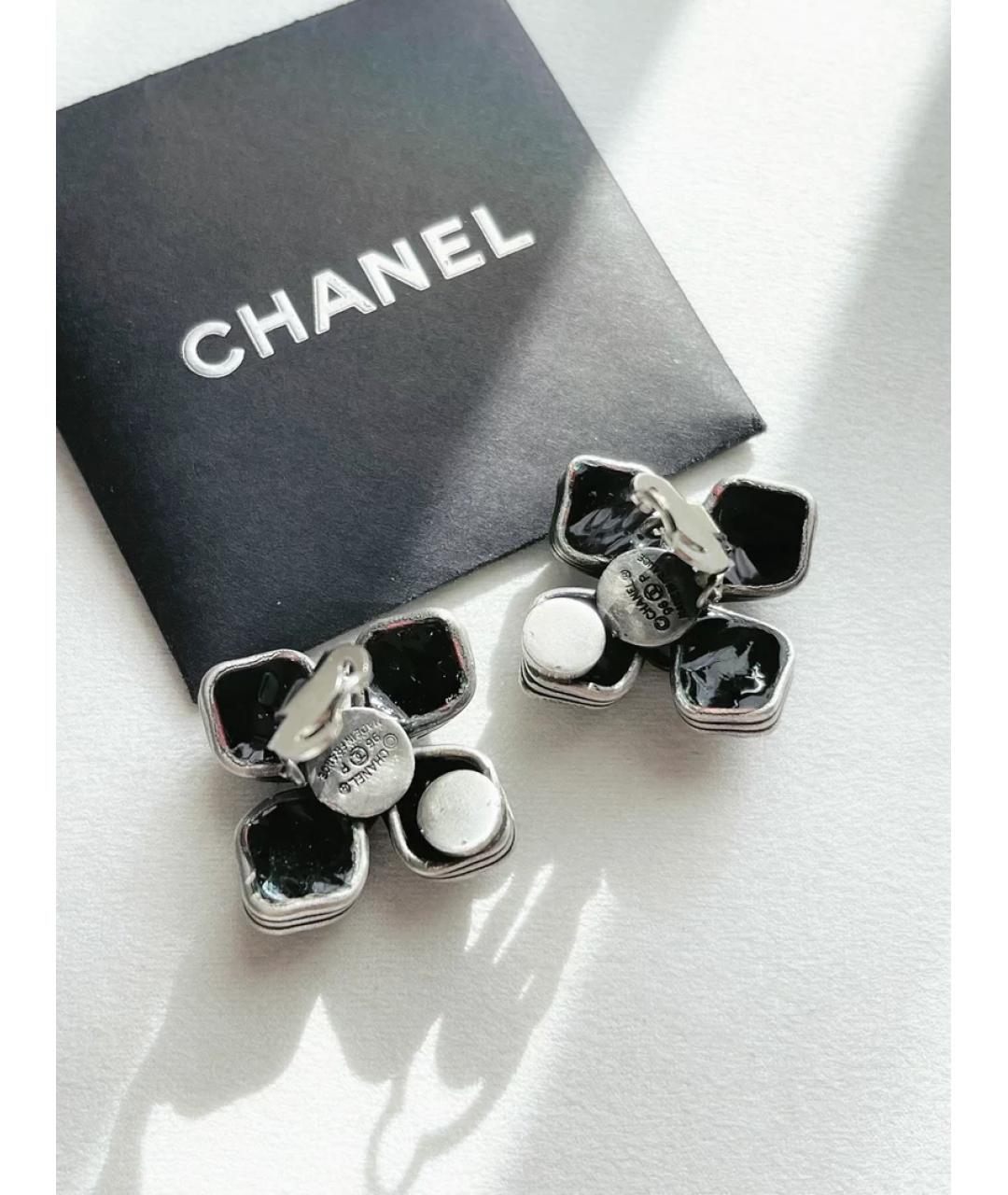 CHANEL Черные стеклянные серьги, фото 2