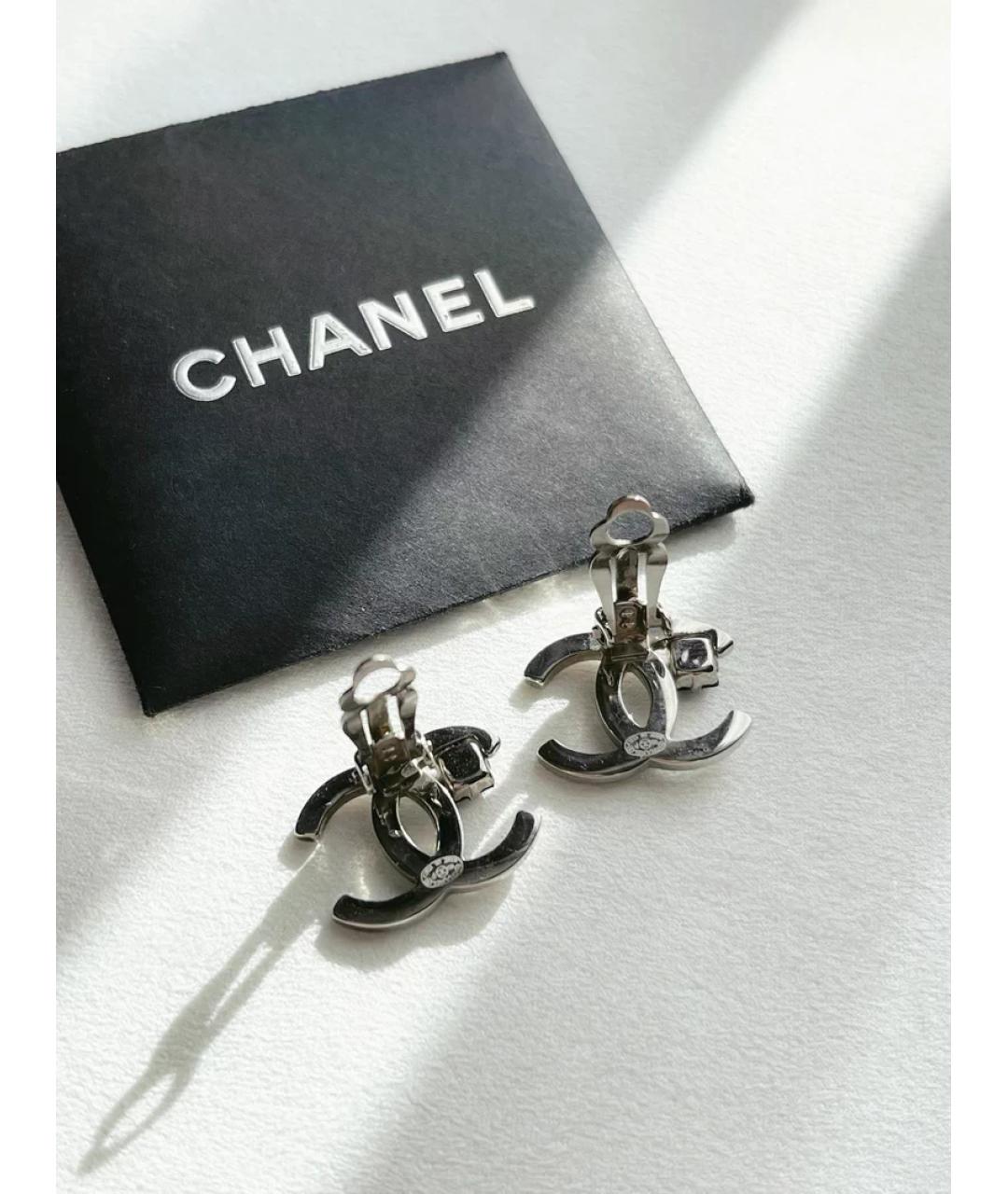 CHANEL Серебряные металлические серьги, фото 2