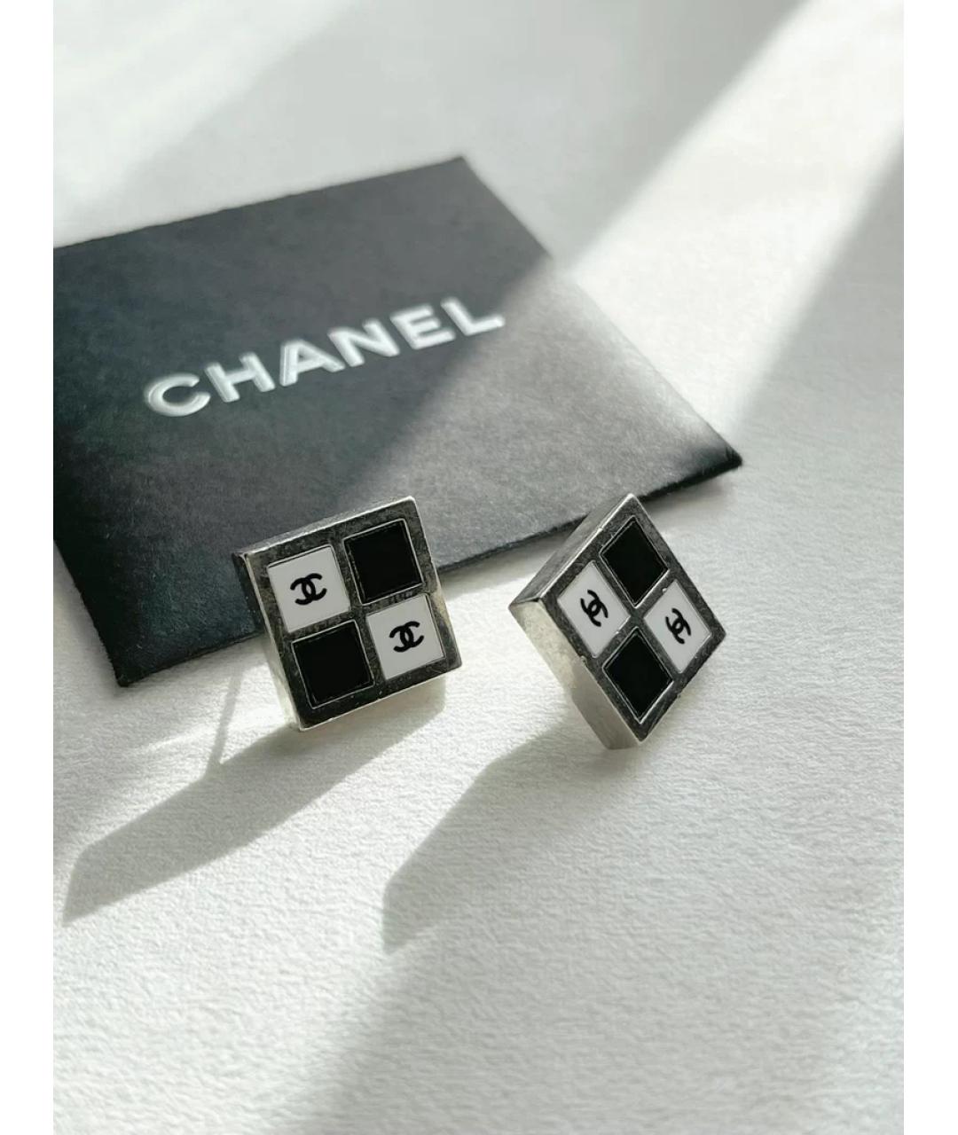 CHANEL Черные металлические серьги, фото 5